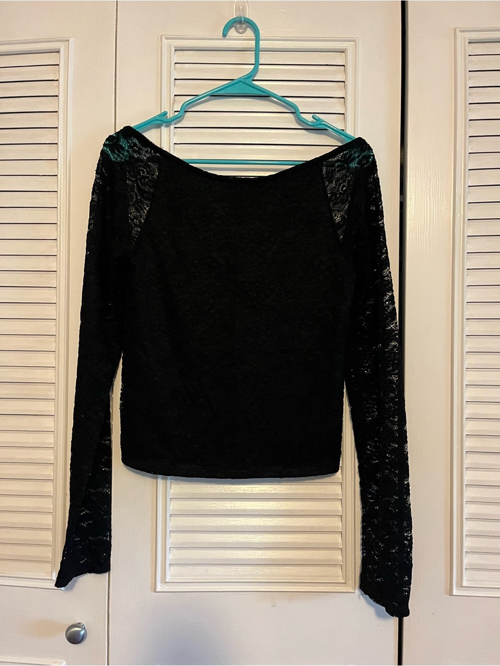 URBAN OUTFITTERS Semi Sheer Lace Long Sleeve Top - Black (L) - Picture 2 of 9